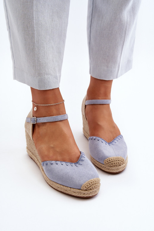 Mėlyni Raylin zomšiniai Espadrille sandalai su pynėmis