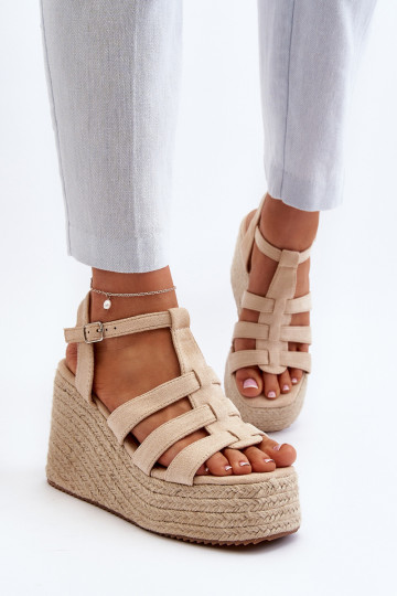 Smėlio spalvos Gnosis pleištinės basutės su pynėmis