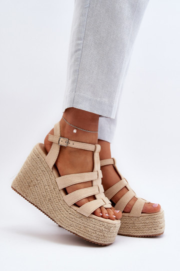 Smėlio spalvos Gnosis pleištinės basutės su pynėmis