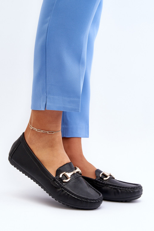 Moteriški klasikiniai ekologiški odiniai mokasinai, juodi Demese