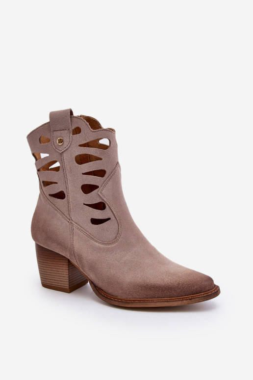Odiniai kulkšnies batai su išpjovomis Maciejka 06412-04 Beige