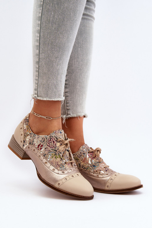 Moteriški odiniai batai su dekoruota viršutine Maciejka 06408-04 smėlio spalvos