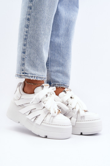 Zazoo 2F-7033 sportbačiai ant masyvios platformos, balti