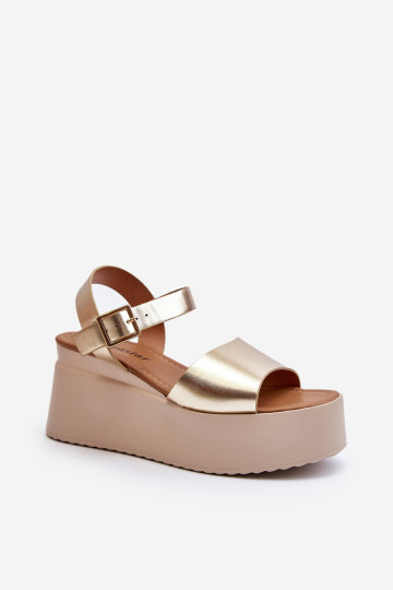 Moteriški auksiniai „Geferia Wedge“ sandalai 2