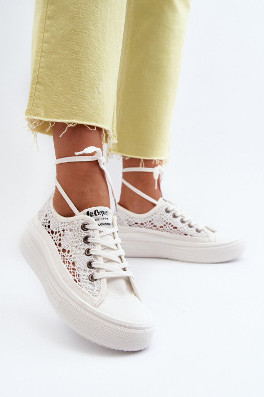 Nėriniuoti moteriški sportbačiai Lee Cooper LCW-23-44-1617 balti