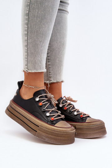 Moteriški sportbačiai su platforma GOE NN2N4053 juodi 2