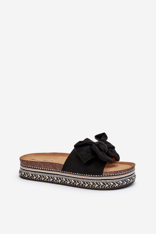 Moteriškos platforminės šlepetės su lankeliu, juoda Evatria