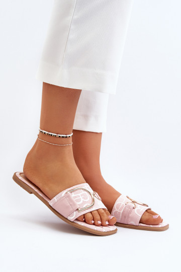 Blizgios moteriškos rožinės spalvos šlepetės