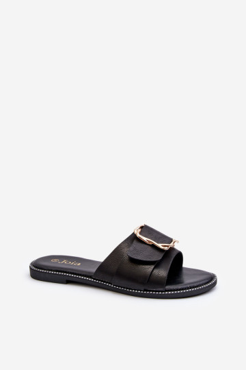 Moteriškos šlepetės su dirželiu ir sagtimi Black Opahiri 2