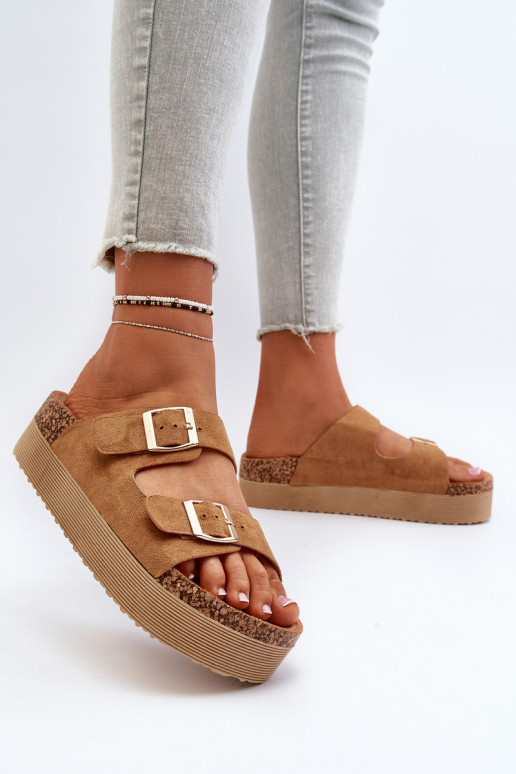 Moteriški kupranugarių Lolpey platforminiai šlepetės su sagtimis