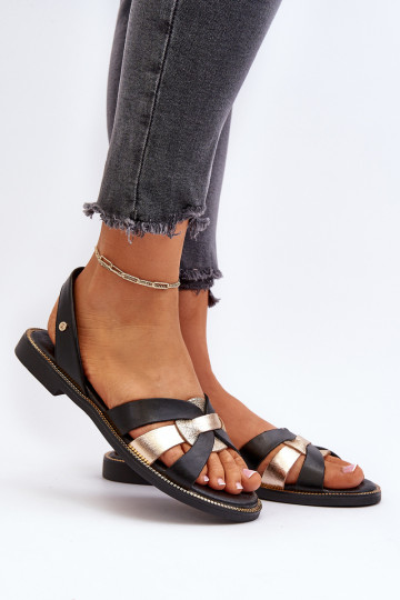 Zazoo 40382 moteriški basutės, odinės juodos spalvos