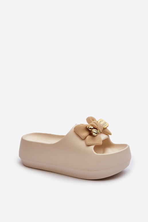 Moteriškos putplasčio šlepetės su lankeliu, Beige Salessa