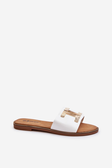 Moteriškos šlepetės su puošmena, balta Ollavia 2