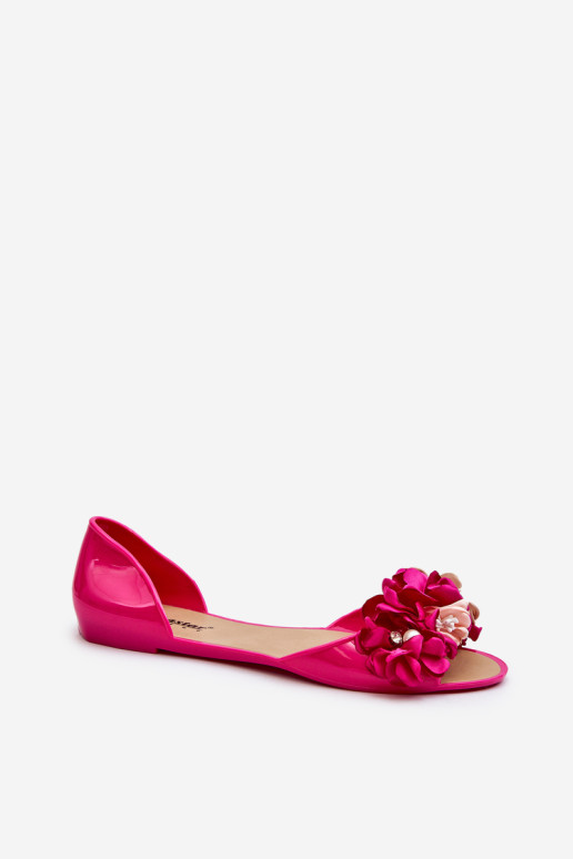 Moteriškos guminės balerinos su gėlėmis Fuchsia Junikla