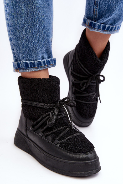 Moteriški platforminiai sniego batai juodi Ahatissa