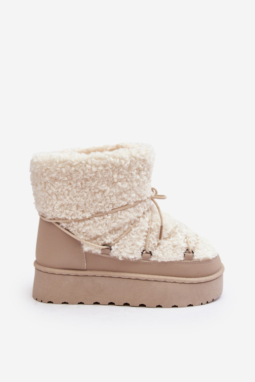 Moteriški suvarstomi sniego batai storu padu, smėlio spalvos Loso