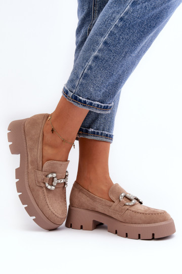 Moteriški mokasinai su dekoracija Beige Elise 2