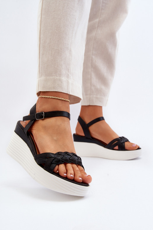Esinna Black Wedge sandalai