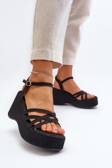 Juodos „Oporia“ platformos ir „Wedge“ sandalai 2