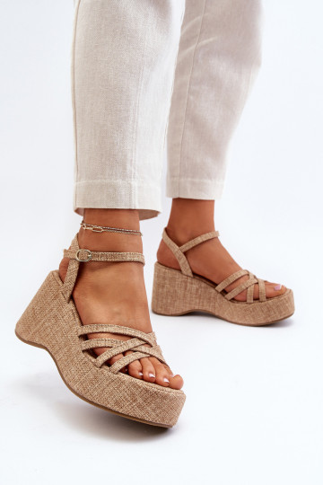 Smėlio spalvos platforma ir pleištiniai sandalai Oporia 2