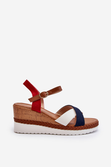 Baltos ir tamsiai mėlynos spalvos Kioda sandalai su petnešėlėmis