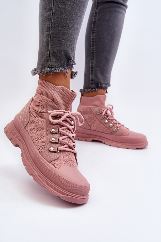 Moteriški sportbačiai su elastine viršutine dalimi, rožinės spalvos Kalyne