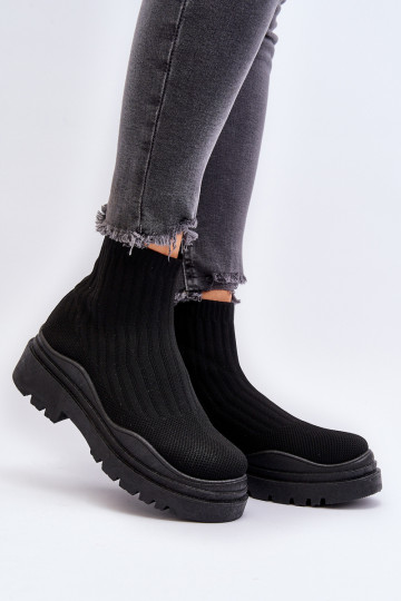 Moteriški juodi „Elipara“ užsegami batai ant didžiulio pado 2