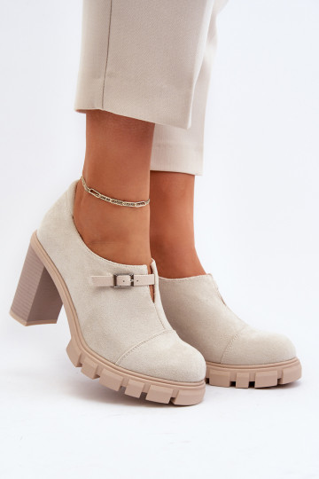 Moteriški aukštakulniai batai, šviesiai smėlio spalvos Tauina