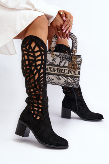 Ažūriniai aukštakulniai batai, juodi Pinkema