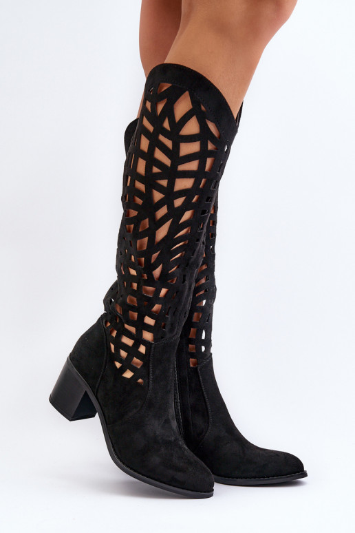 Ažūriniai aukštakulniai batai, juodi Pinkema