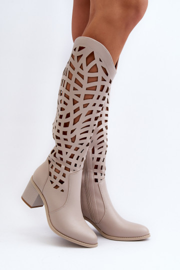 Smėlio spalvos ažūriniai aukštakulniai batai Pinkema