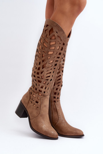 Rudi ažūriniai aukštakulniai batai Pinkema