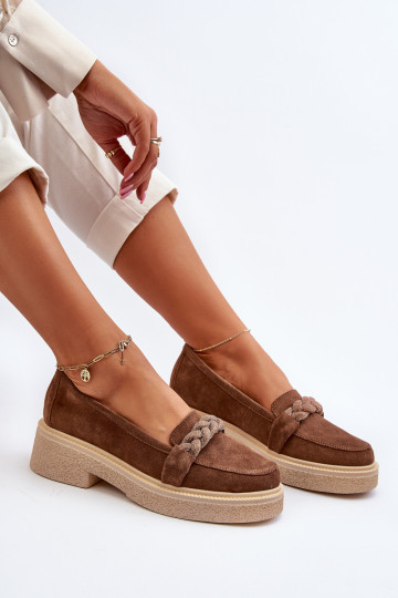 Zazoo 3429/ W moteriški zomšiniai mokasinai su puošmena, ruda