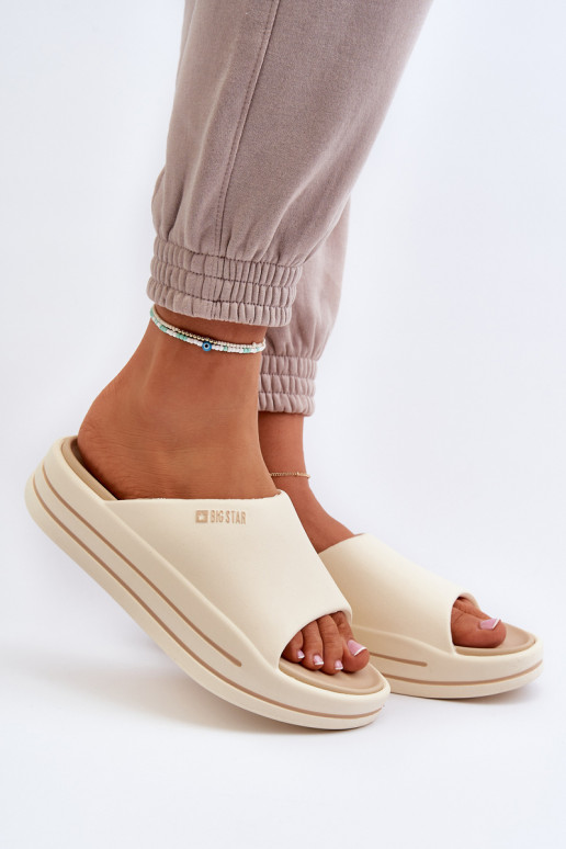 Moteriškos šlepetės ant Big Star platformos NN274A034 Beige