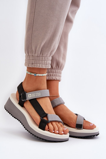 Moteriški sandalai ant platformos ir pleišto Big Star NN274A054 pilki