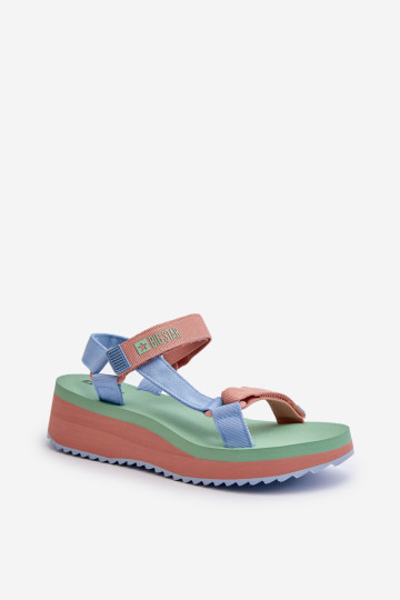 Moteriški sandalai ant platformos ir pleišto Big Star NN274A055 mėlyni 2