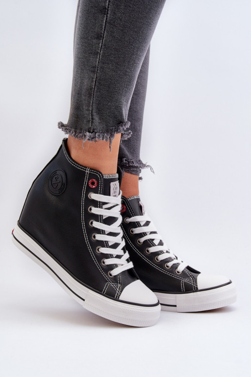 Moteriški sportbačiai su pleištais Cross Jeans NN2R4005 juodi
