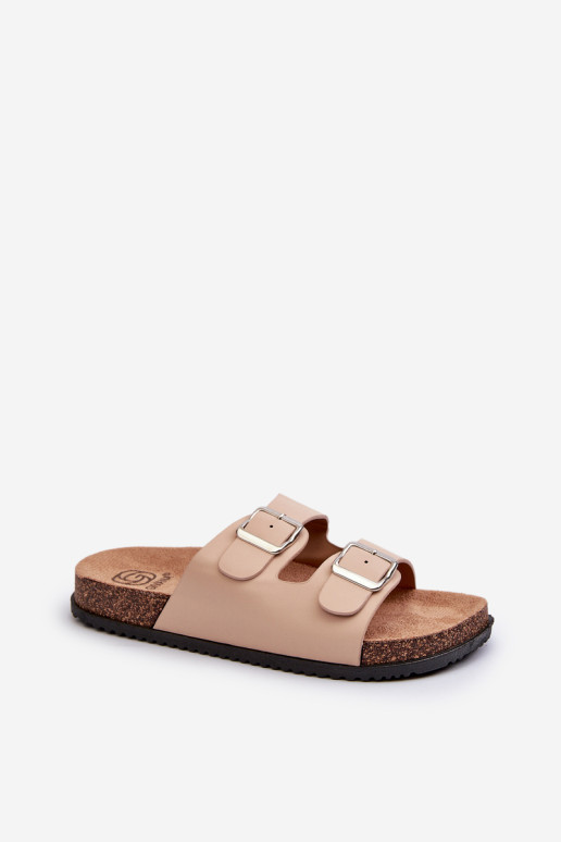 Smėlio spalvos moteriškos šlepetės su sagtimis Oliena