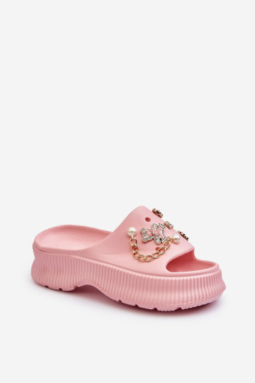 Moteriškos putplasčio šlepetės su dekoracijomis, rožinės spalvos Afariana 2