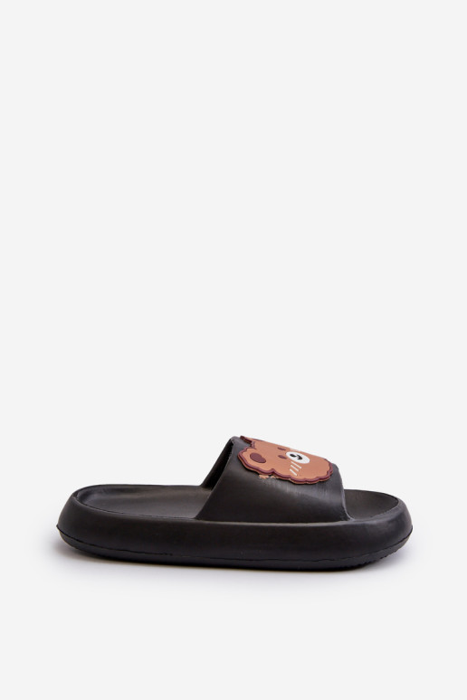 Lengvos vaikiškos šlepetės su meškiuku, Black Lindeheta