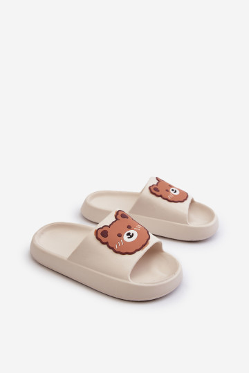 Lengvos vaikiškos šlepetės su meškiuku, baltos, Lindeheta