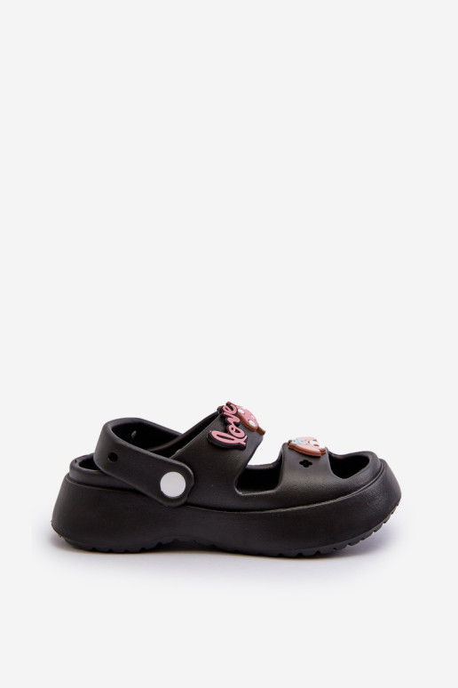 Lengvos vaikiškos putplasčio šlepetės su dekoracijomis, Black Ifrana