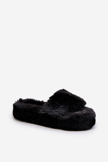 Moteriškos kailinės šlepetės Juoda Stepia 2