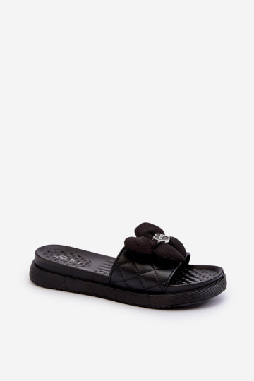 Moteriškos šlepetės su puošmena ant žemos platformos, Black Cedrella 2