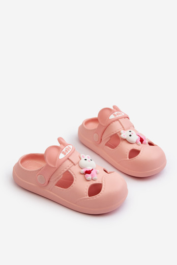 Vaikiškos porolono šlepetės su rožine oplėjos dekoracija