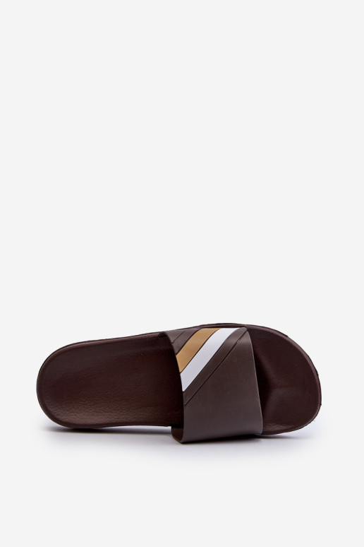 Klasikinės šviesios vyriškos rudos šlepetės Bemostom