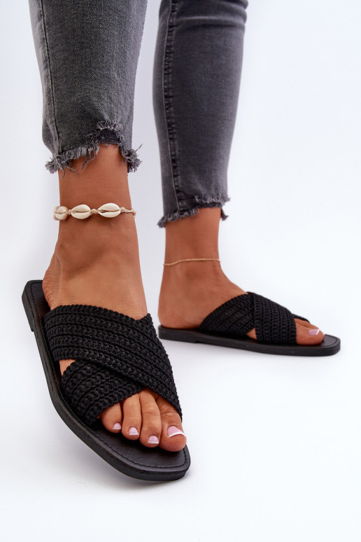 Moteriškos plokščios šlepetės Big Star NN274077 Juodos