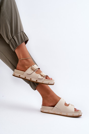 Moteriškos šlepetės ant Big Star platformos NN274083 Smėlio spalvos