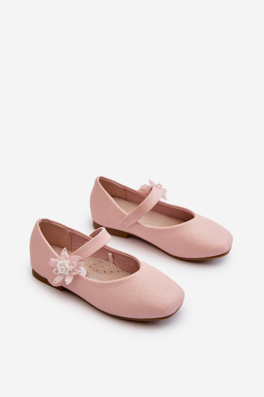 Vaikiškos blizgančios balerinos su Velcro užsegimu, Pink Jeylin