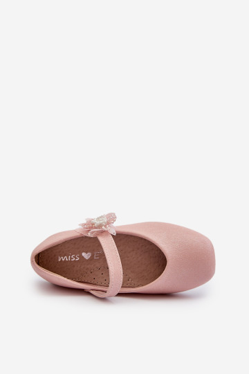 Vaikiškos blizgančios balerinos su Velcro užsegimu, Pink Jeylin